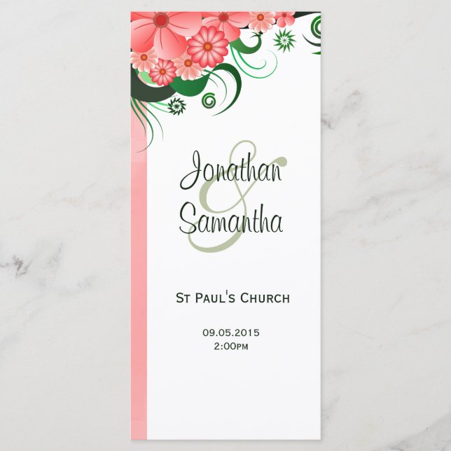 Floral rose Hibiscus Programme de mariage Carte Mo (Devant)