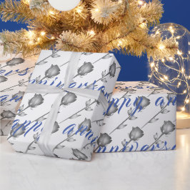 Floral Rose Luxury Happy Silver 25 Jahre Jubiläum Geschenkpapier