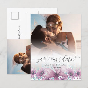 Floral Rosé Magnolie Save-the-Date Hochzeit Ankündigungspostkarte