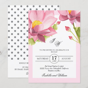 Floral rose moderne Lotus Faire-part de mariage