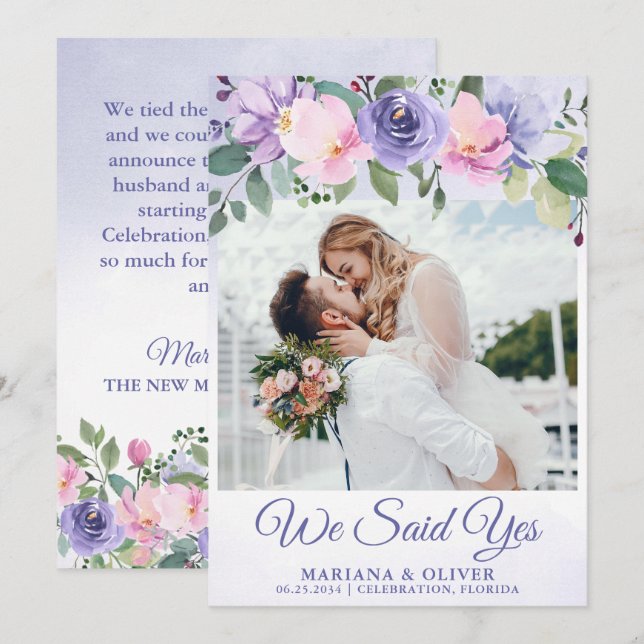 Floral rose moderne mariage Faire-part (Devant / Derrière)