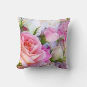 Floral rose - Oreiller à lancer monogramme