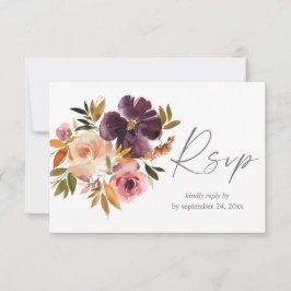 Floral rose pourpre et blanc avec carte RSVP de re