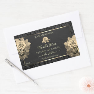 Floral Rose Rustique Black Tree Bark Étiquettes de