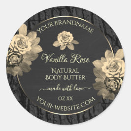 Floral Rose Rustique Black Tree Bark Étiquettes de