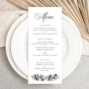Floral Rose Vintage Botanique Mariage Menu