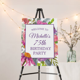 Floral rose violet 75e anniversaire Bienvenue