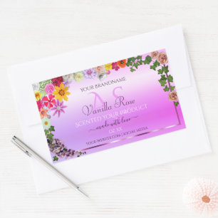 Floral rose violet dégradé Étiquette de produit Mo