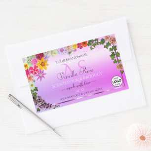 Floral rose violet Étiquette de produit Monogramme