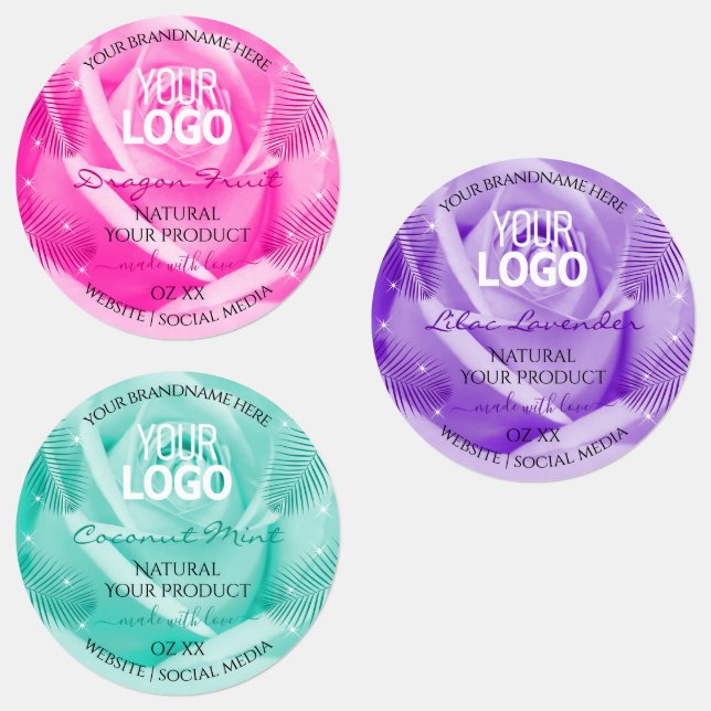 Floral rose violet Turquoise Rose Logo Étiquette p (Groupe)