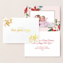 Floral Rouge Blush rose Noël Carte photo