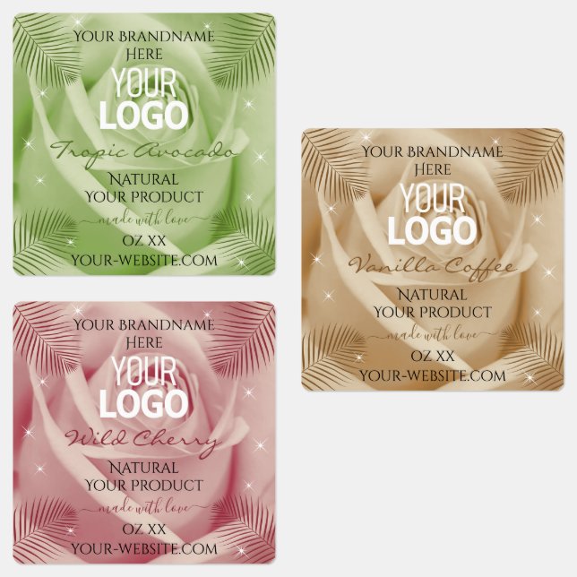 Floral Rouge Brown Vert produit Logo Étiquette (Groupe)