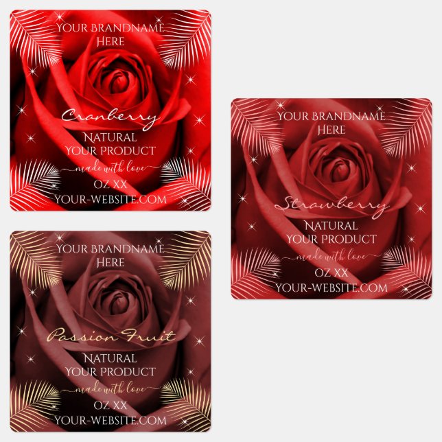 Floral Rouge et Bourgogne Étiquettes d'emballage d (Groupe)