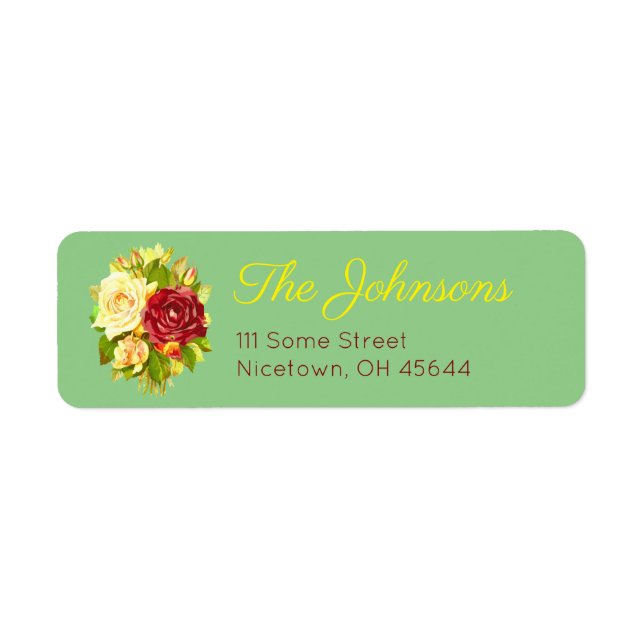 Floral rouge et rose jaune Étiquettes de adresse (Devant)