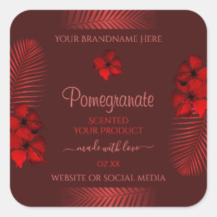 Floral rouge foncé produit Étiquette Fleurs hawaïe