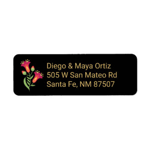 Floral rouge mexicain Étiquette de adresse de la F