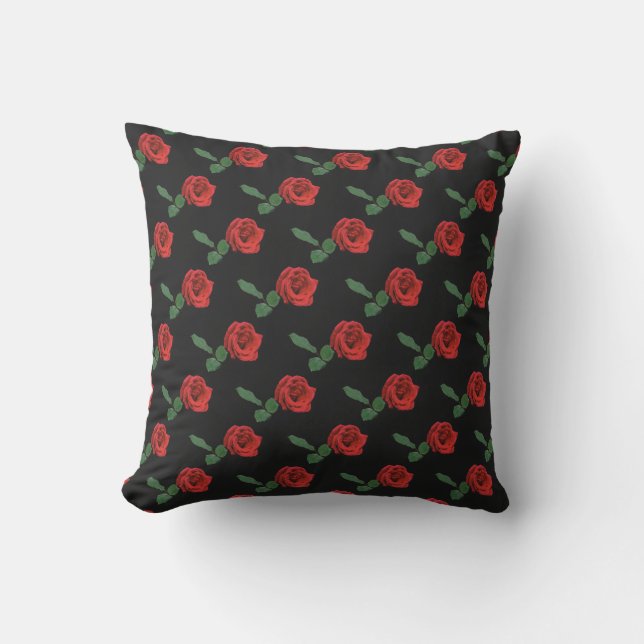 Floral Rouge Rose Garden Flower Coussin extérieur (Recto)
