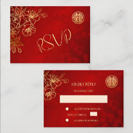 Floral rouge RSVP Mariage chinois