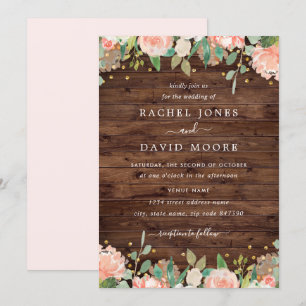 Floral rougissent le faire-part de mariage