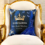 Floral Royal Blue Gold Princess Quinceanera Kissen<br><div class="desc">Fügen Sie Ihrer Feier eine Touch Eleganz hinzu mit der Blumen Royal Blue Princess Quinceañera Throw Kissen. Dieses Kissen mit luxuriösem königsblauen Hintergrund und atemberaubenden goldblühenden Akzenten eignet sich hervorragend für ein stilvolles Dekor. Das zarte Prinzessdesign erweckt die Schönheit dieses besonderen Meilensteins und macht es zu einem beliebten Sake für...</div>