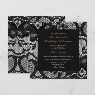 Floral Royal Schwarz-weiß Lace Brautparty Party Einladung