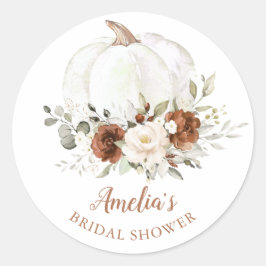 Floral Rust Cream Pumpkin Brautparty Runder Aufkleber