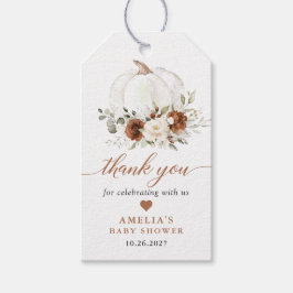 Floral Rust Cream Pumpkin Fall Baby Dusche Gefalle Geschenkanhänger