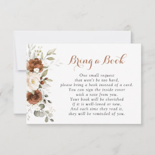 Floral Rust Pumpkin Baby Dusche bringen ein Buch RSVP Karte