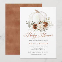 Floral Rust Pumpkin Greenerenerity Fall Baby Showe