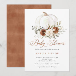 Floral Rust Pumpkin Greenerenerity Fall Baby Showe Einladung