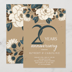 Floral Rustic 20. Hochzeitstag Einladung