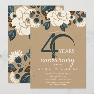 Floral Rustic 40. Hochzeitstag Einladung
