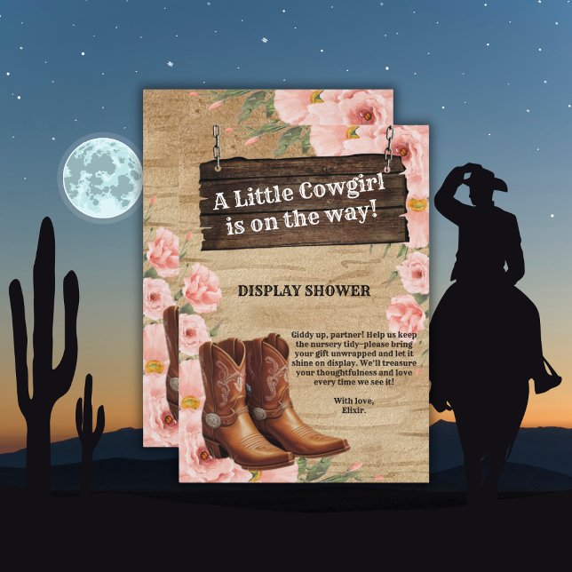 Floral Rustic Cowgirl Boots Baby Dusche Begleitkarte (Von Creator hochgeladen)