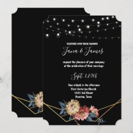 Floral Rustic Magnolia String Lights Hochzeit Einladung