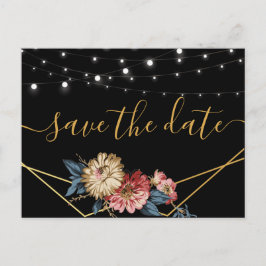 Floral Rustic Magnolia String Lights Save the Date Ankündigungspostkarte