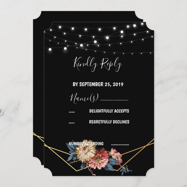 Floral Rustic Magnolia String Lights UAWG Einladung (Vorne/Hinten)