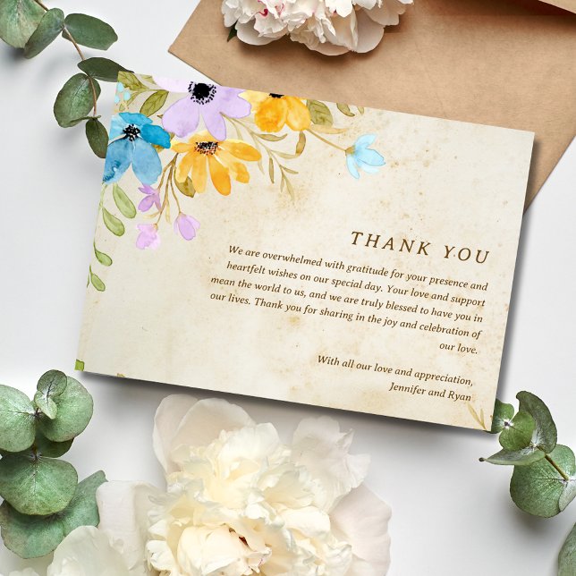 Floral Rustic Merci extérieur Mariage photo (Floral Rustic Outdoor Wedding Thank You Photo)