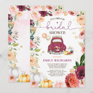 Floral Rustic Pumpkin Drive by Brautparty Einladung