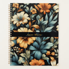 Floral rustic vintage elegant black planer