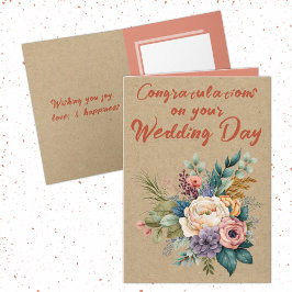 Floral Rustic Wedding Herzlichen Glückwunsch Orang Karte