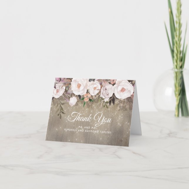 Floral Rustic Wedding Vielen Dank Dankeskarte (Vorderseite)