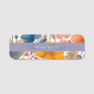 Floral rustikal bunt bohemian botanisch namensschild