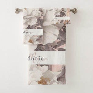 Floral rustikal Vintag elegant grau Badhandtuch Set