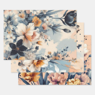 Floral rustikal Vintag elegant stilvoll Geschenkpapier Set