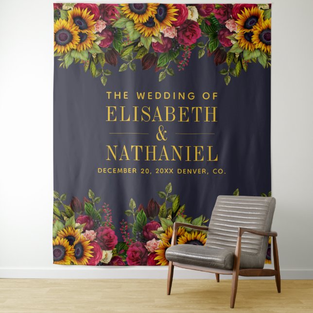 Floral rustikale Hochzeitssaison Foto Stand Marine Wandteppich (Beispiel)