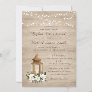 Floral rustikales Holz Lantern Magnolia String Lig Einladung