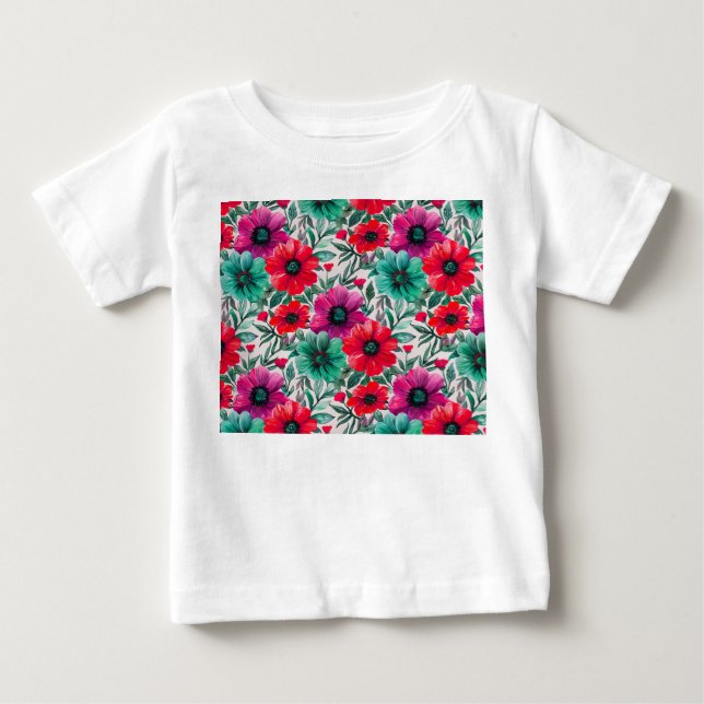 Floral rustikales Retromuster Baby T-shirt (Vorderseite)