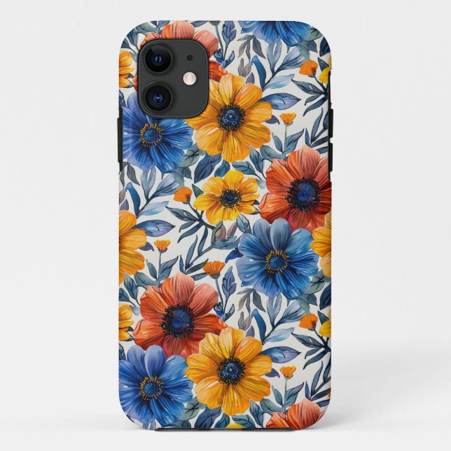 Floral rustikales Retromuster Case-Mate iPhone Hülle (Rückseite)
