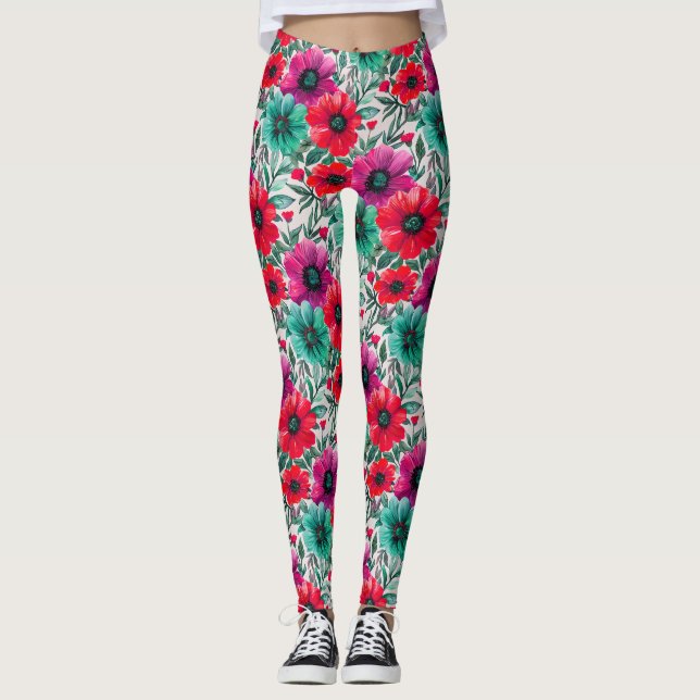 Floral rustikales Retromuster Leggings (Vorderseite)
