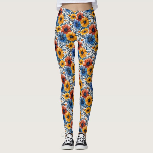 Floral rustikales Retromuster Leggings (Vorderseite)